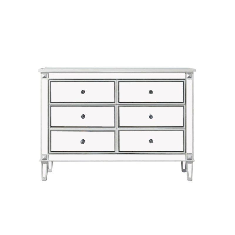 Gümüş Ahşap Aynalı 6 Çekmeceli Şifonyer - 122 cm - 302096