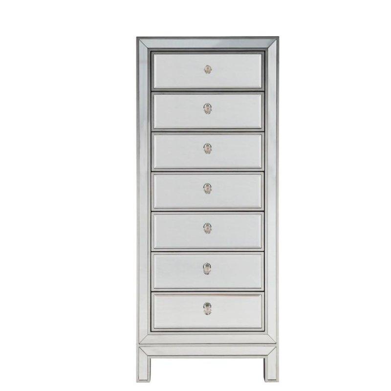 Gümüş Aynalı Masif Ahşap Kristal Kulplu 7 Çekmeceli Şifonyer - 298904