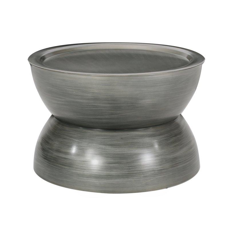 Gümüş Demir Kum Saati Tasarım Yuvarlak Orta Sehpa - 63x39 cm - 239945