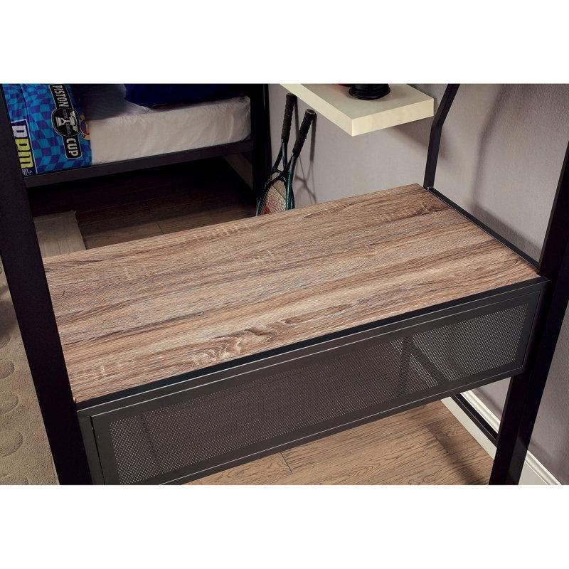 Gümüş Gri Metal L Şeklinde Çalışma Masalı Üç Yataklı Ranza - 301 cm - 248426