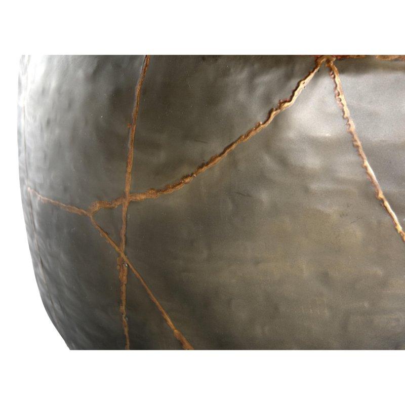 Gümüş Metal Tambur Tasarım Yuvarlak Orta Sehpa - 105x105 cm - 239705
