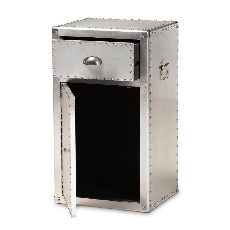 Gümüş Metal Tek Kapaklı Çekmeceli Endüstriyel Kitaplık - 73x42x36 cm - 318840