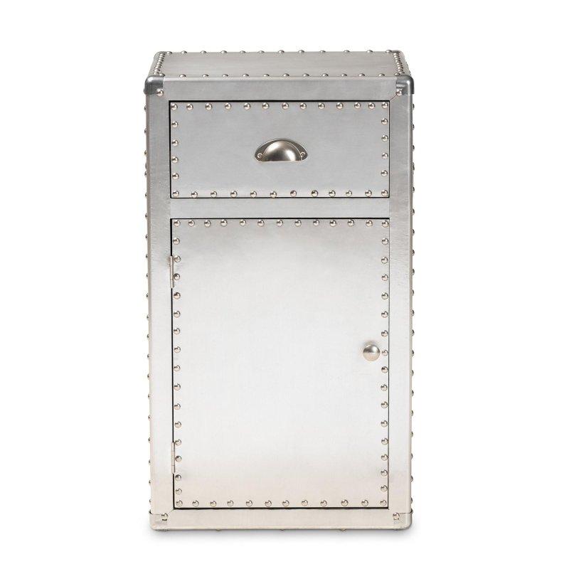 Gümüş Metal Tek Kapaklı Çekmeceli Endüstriyel Kitaplık - 73x42x36 cm - 318840