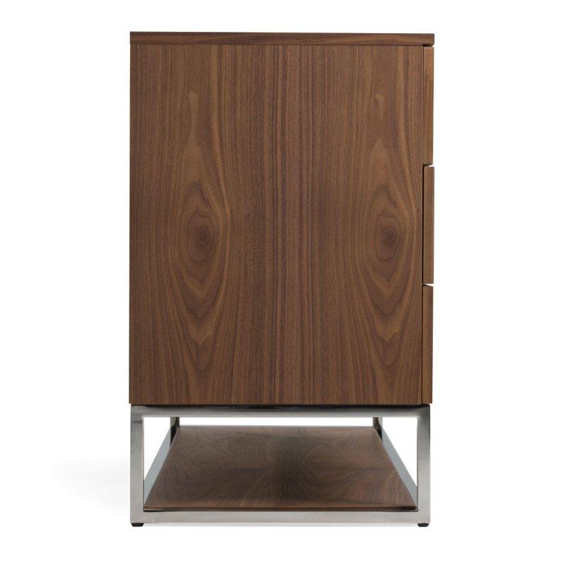 Gümüş Paslanmaz Çelik Ayaklı Ceviz Kaplama 3 Çekmeceli Modern Şifonyer - 148 cm - 295204