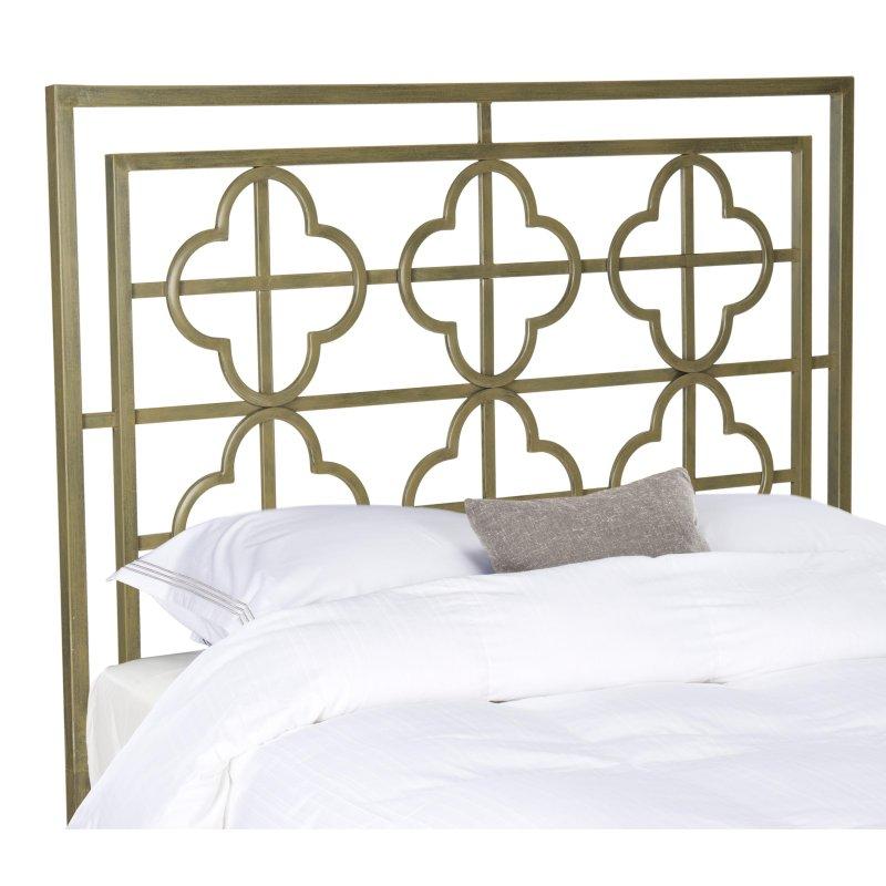 Gümüş Rengi Metal Dört Yapraklı Yonca Desenli Yatak Başlığı - 137x152 cm - 335217