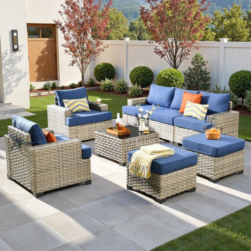 Güneş Enerjili Orta Sehpalı Geniş Kolçaklı Rattan Bahçe Takımı - 269026