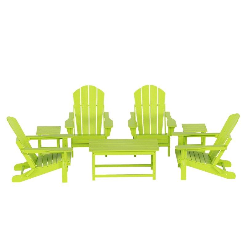 Hava Koşullarına Dayanıklı HDPE Plastik 7 Parça Adirondack Bahçe Takımı - 275670