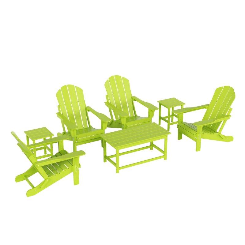 Hava Koşullarına Dayanıklı HDPE Plastik 7 Parça Adirondack Bahçe Takımı - 275670