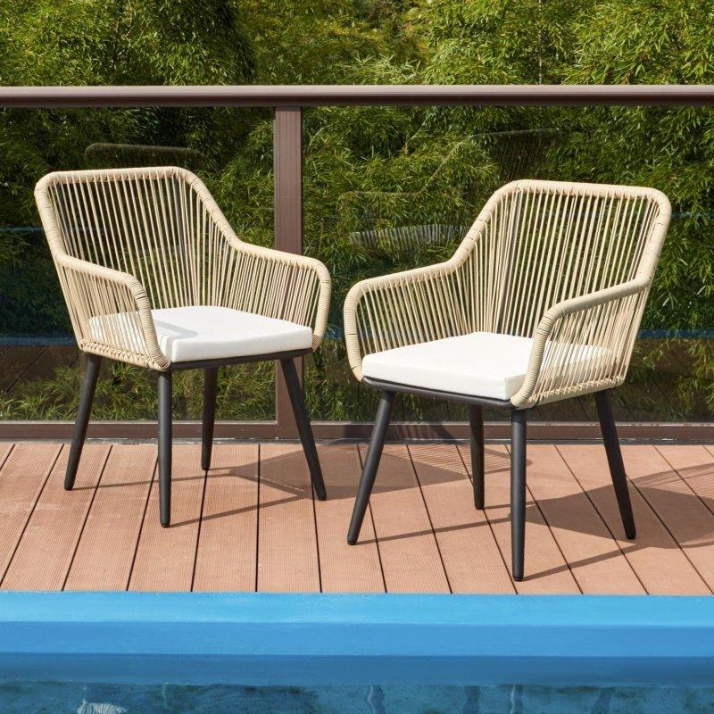 Hava Koşullarına Dayanıklı Minderli 2li Rattan Sandalye Seti - 252596