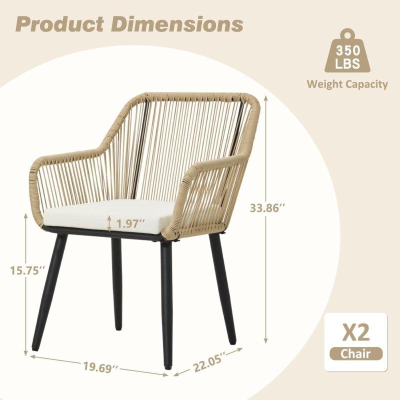 Hava Koşullarına Dayanıklı Minderli 2li Rattan Sandalye Seti - 252596
