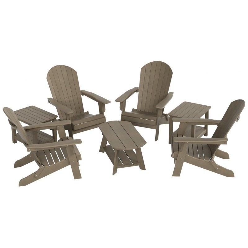 HIPS Plastik Katlanabilir 7 Parça Adirondack Bahçe Takımı - 274187
