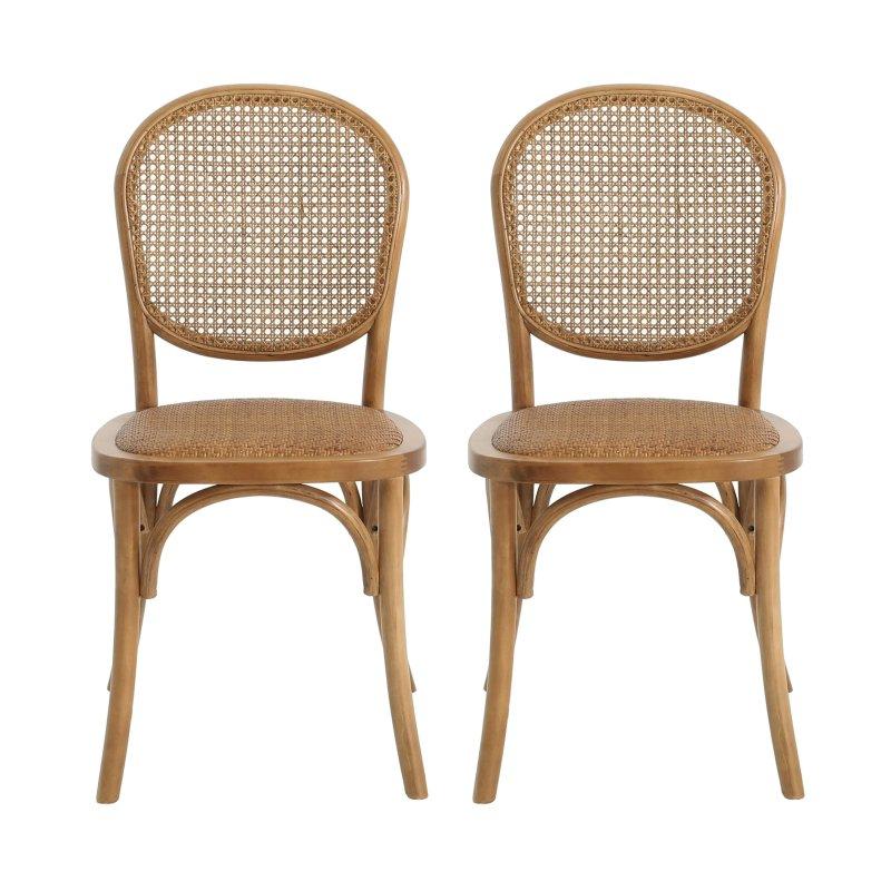Huş Ağacı Yuvarlak Sırtlıklı Montajsız 2li Rattan Sandalye - 89 cm - 251913