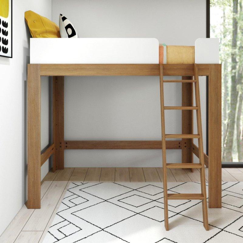 İki Renkli Masif Ahşap Modern Altı Boş Ranza - 249255