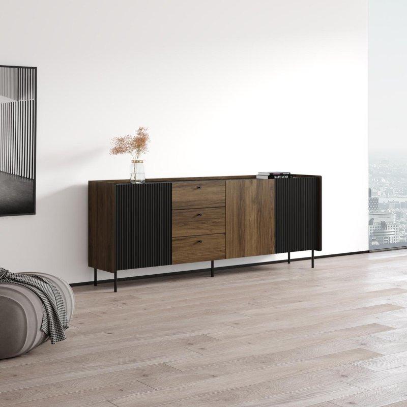 İki Renkli MDF 3 Çekmeceli Dolaplı Bohem Konsol - 200 cm - 324871