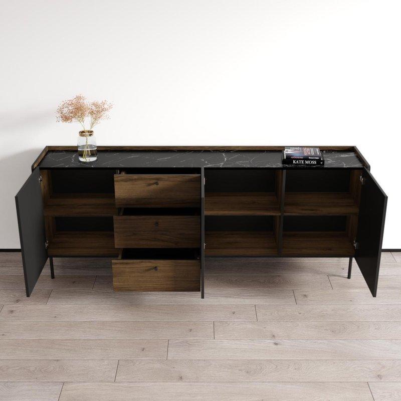 İki Renkli MDF 3 Çekmeceli Dolaplı Bohem Konsol - 200 cm - 324871