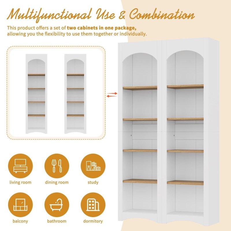 İki Renkli MDF 5 Raflı Ayarlanabilir İkili Set Kitaplık - 100x183 cm - 313277