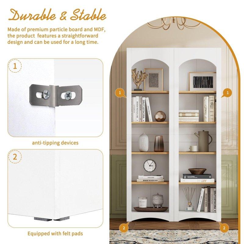 İki Renkli MDF 5 Raflı Ayarlanabilir İkili Set Kitaplık - 100x183 cm - 313277