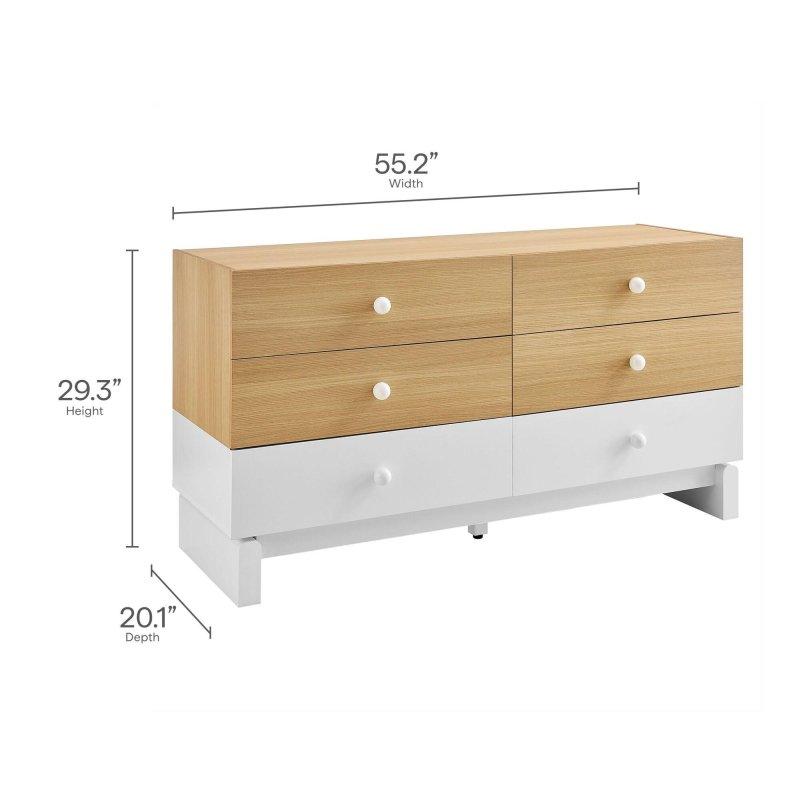 İki Renkli MDF 6 Çekmeceli Blok Tasarımlı Şifonyer - 141 cm - 306720