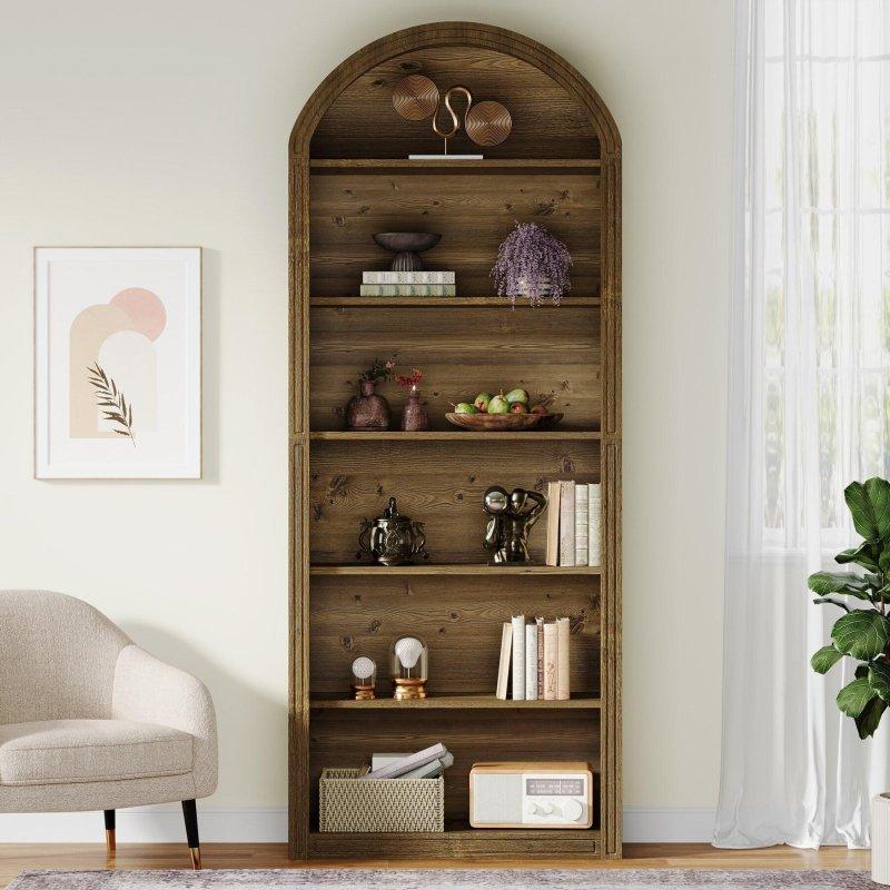 İki Renkli MDF Kemerli 6 Raflı Kitaplık - 80x30x193 cm - 312314