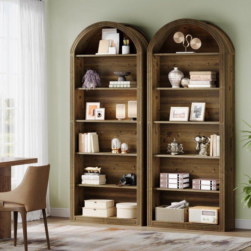 İki Renkli MDF Kemerli 6 Raflı Kitaplık - 80x30x193 cm - 312314