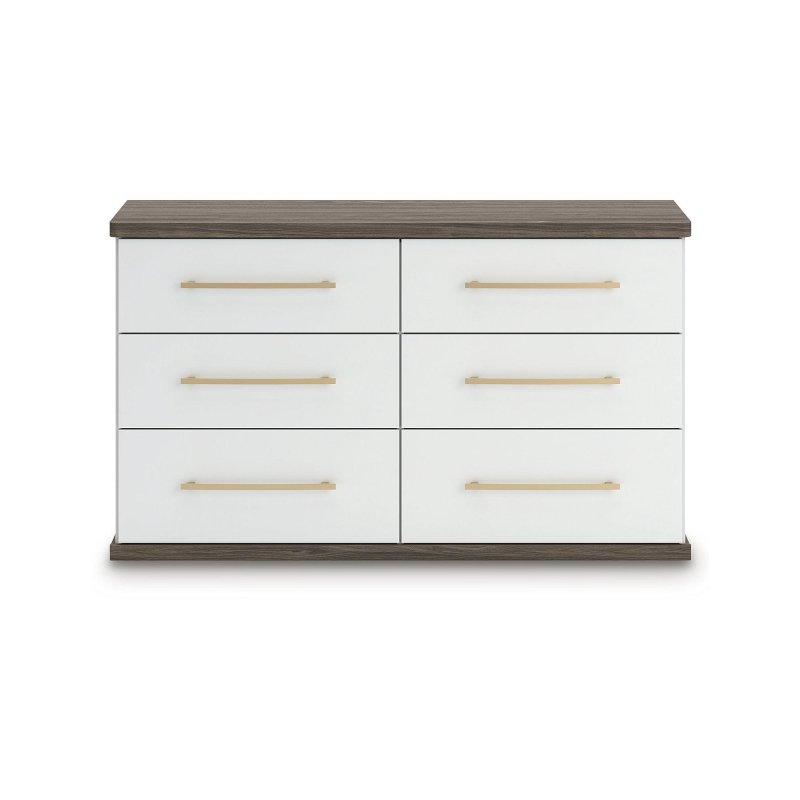 İki Renkli MDF ve Laminat 6 Çekmeceli Şifonyer - 153x89x41 cm - 308283