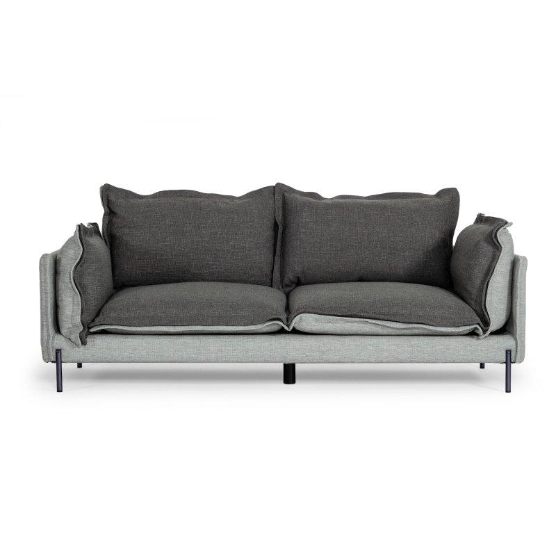 İki Tonlu Gri Polyester Kumaş Metal Ayaklı Çift Taraflı Minderli Bohem Koltuk - 221 cm - 293832