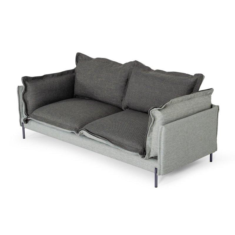 İki Tonlu Gri Polyester Kumaş Metal Ayaklı Çift Taraflı Minderli Bohem Koltuk - 221 cm - 293832