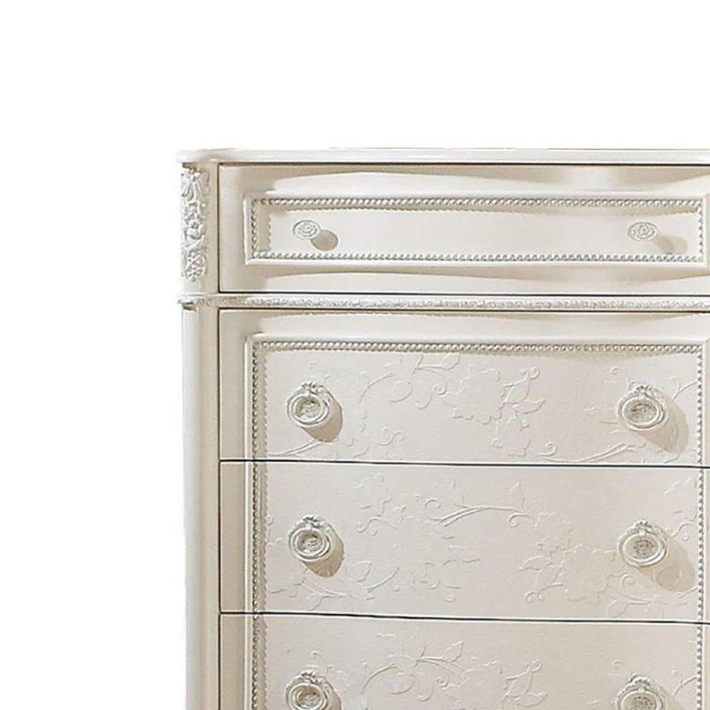 İnci Beyazı Ahşap 5 Çekmeceli Shabby Chic Şifonyer - 303560