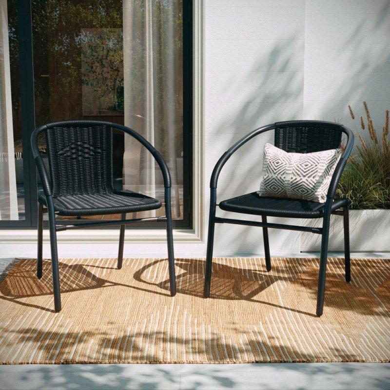 İstiflenebilir Çelik Rattan Sandalye 2li Set - 253330