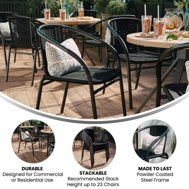 İstiflenebilir Çelik Rattan Sandalye 2li Set - 253330