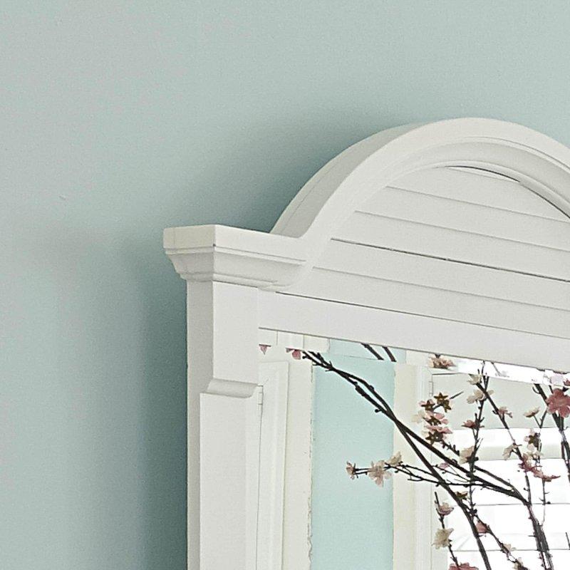 İstiridye Beyazı Masif Kavak ve Çam Ahşap Aynalı Panjurlu Şifonyer - 168 cm - 311355
