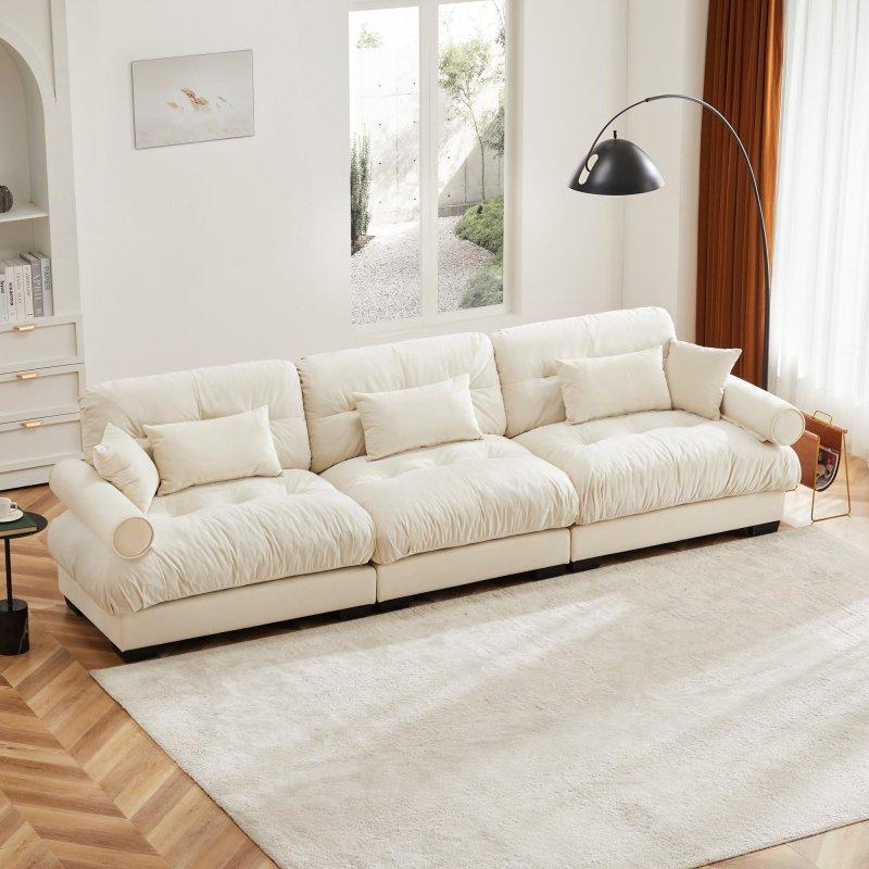 Kadife Ahşap İskeletli 3 Kişilik Yuvarlak Kollu Bohem Koltuk - 279048