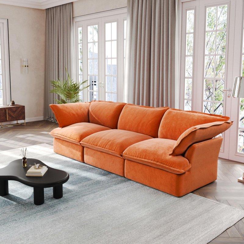 Kadife Ahşap Modüler 3 Kişilik Çıkarılabilir Minderli Bohem Koltuk - 312 cm - 281264