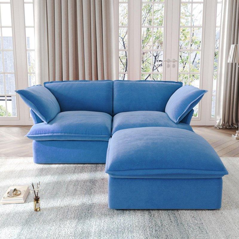 Kadife Ahşap Modüler Puflu Bohem Koltuk - 210 cm - 282335