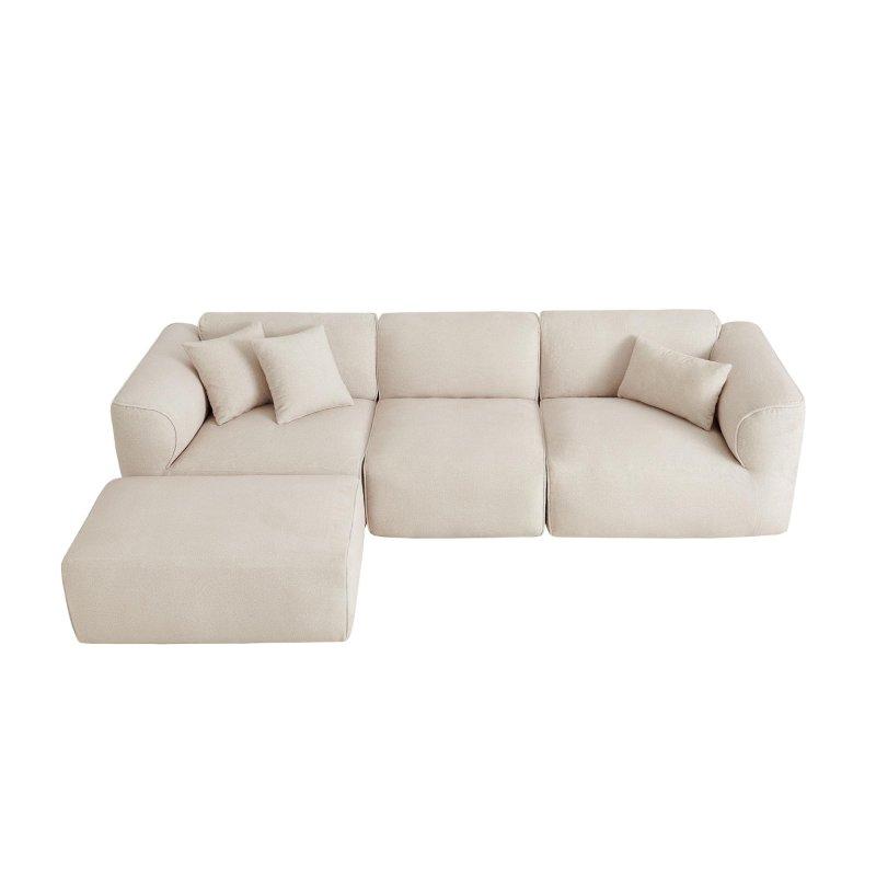 Kadife Ayrılabilir Puflu Köşe Koltuk - 311 cm - 259368