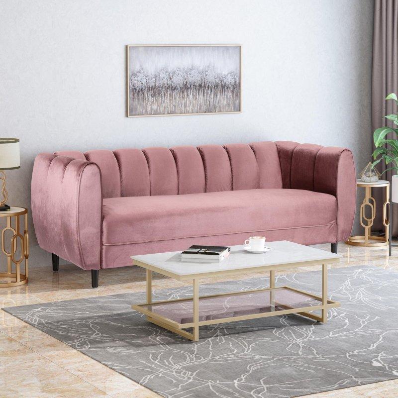 Kadife Dikey Dikişli 3 Kişilik Bohem Koltuk - 212 cm - 280983
