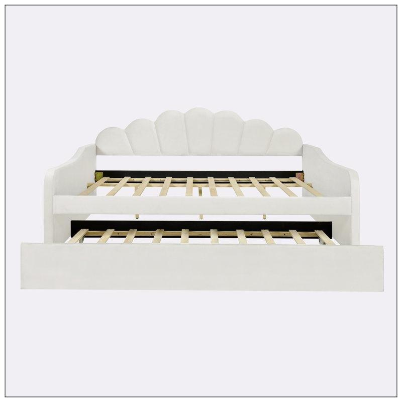 Kadife Döşemeli Dikey Dikişli Divan Tipi Yavru Yataklı Karyola - 203x149 cm - 329327