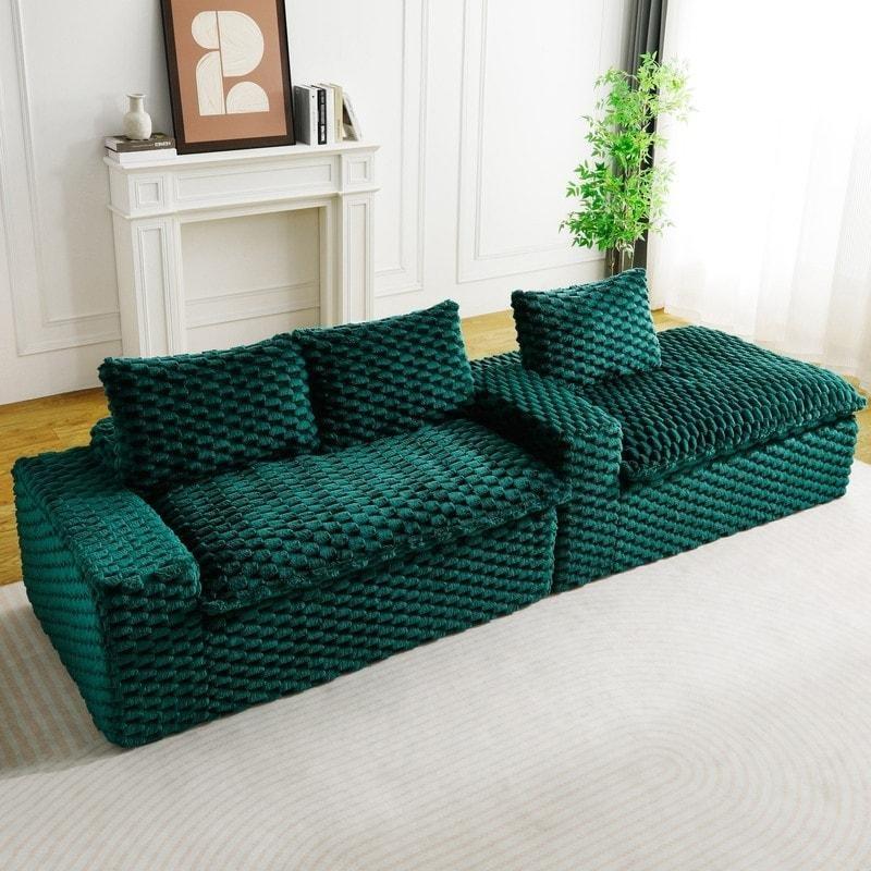 Kadife El Yapımı Modüler Köşe Koltuk - 218 cm - 259628