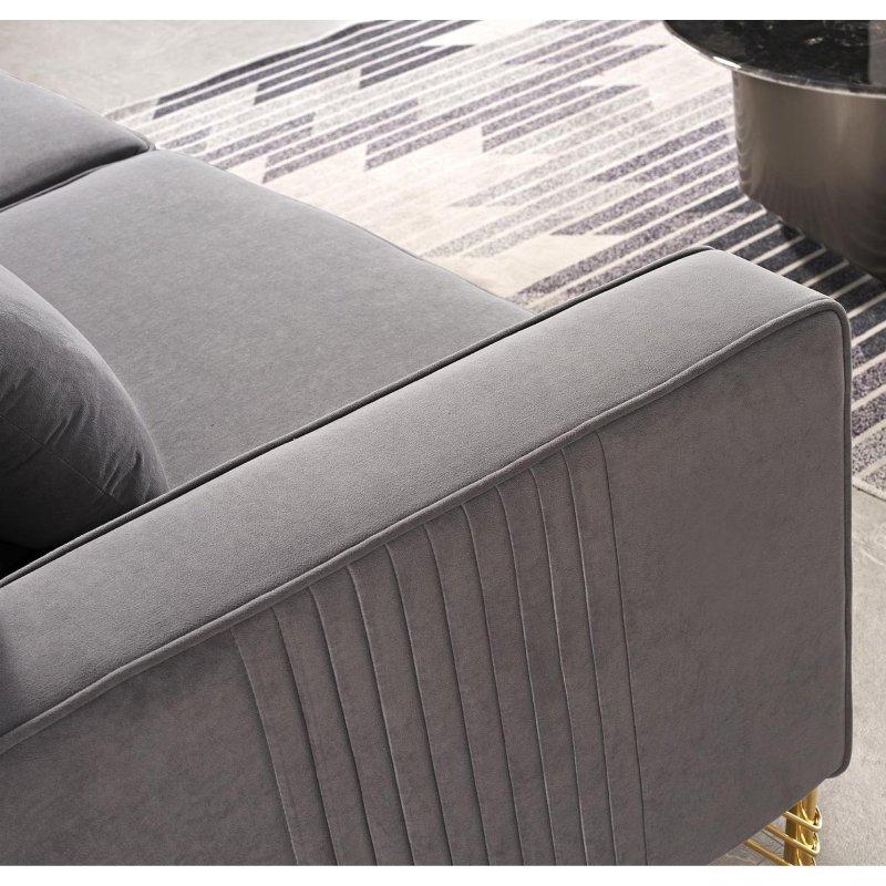 Kadife Gold Metal Ayaklı 3 Kişilik Modern Bohem Koltuk - 218 cm - 277650