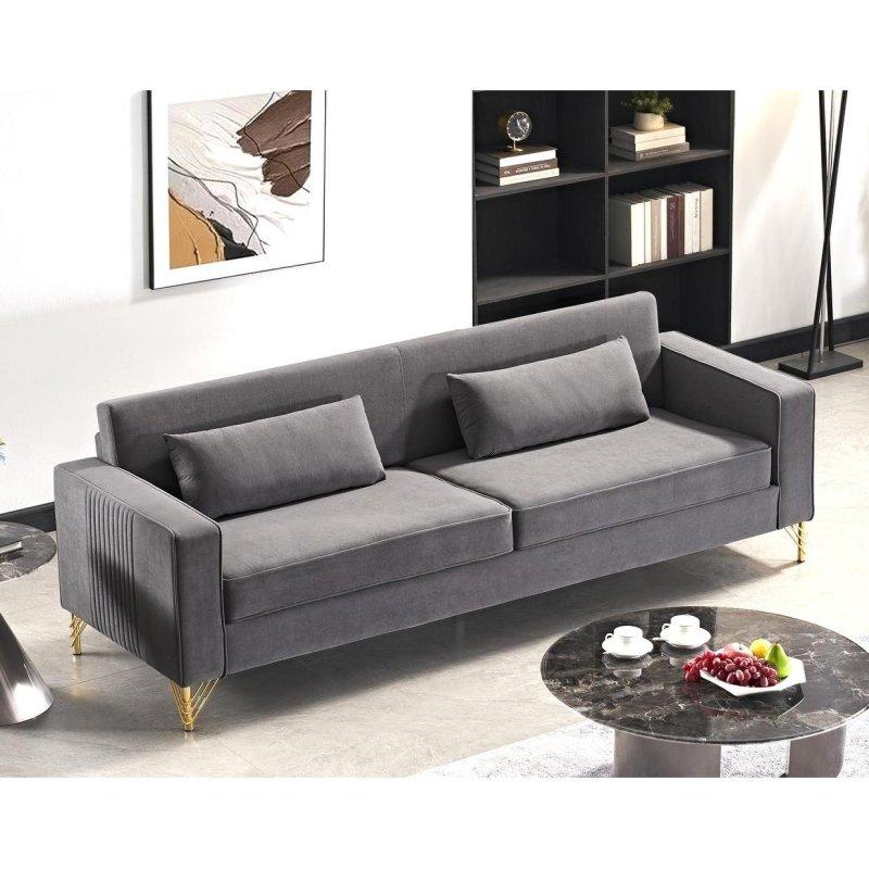Kadife Gold Metal Ayaklı 3 Kişilik Modern Bohem Koltuk - 218 cm - 277650 Kadife Gold Metal Ayaklı 3 Kişilik Modern Bohem Koltuk - 218 cm - 277650