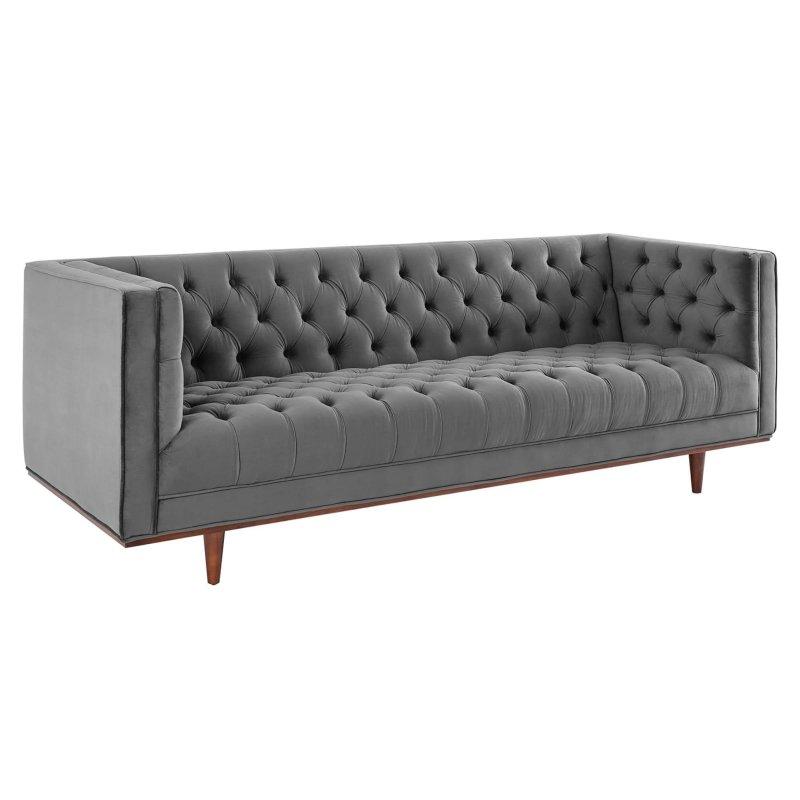 Kadife Kapitoneli Ahşap Ayaklı Bohem Koltuk - 230 cm - 277977