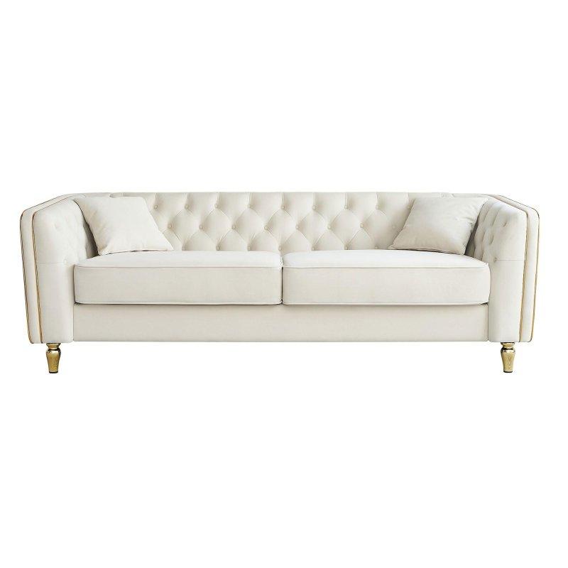 Kadife Kapitoneli Gold Metal Ayaklı Bohem Koltuk - 221 cm - 285397
