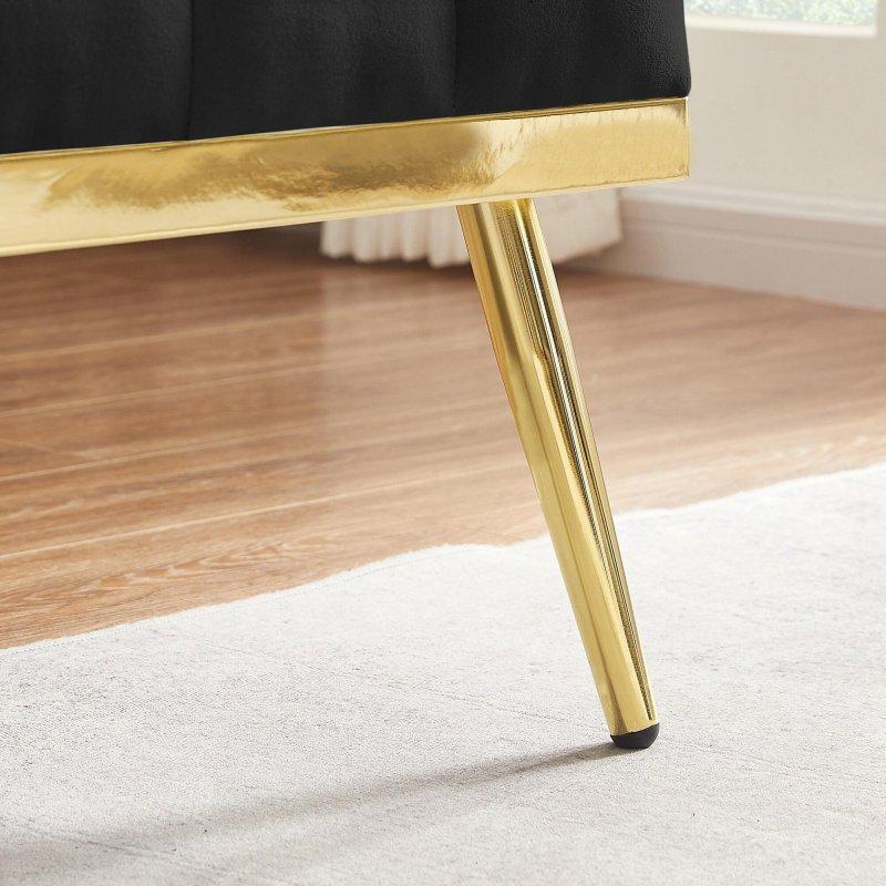 Kadife Kapitoneli Gold Metal Ayaklı İki Yastıklı İki Kişilik Bohem Koltuk - 141 cm - 283933