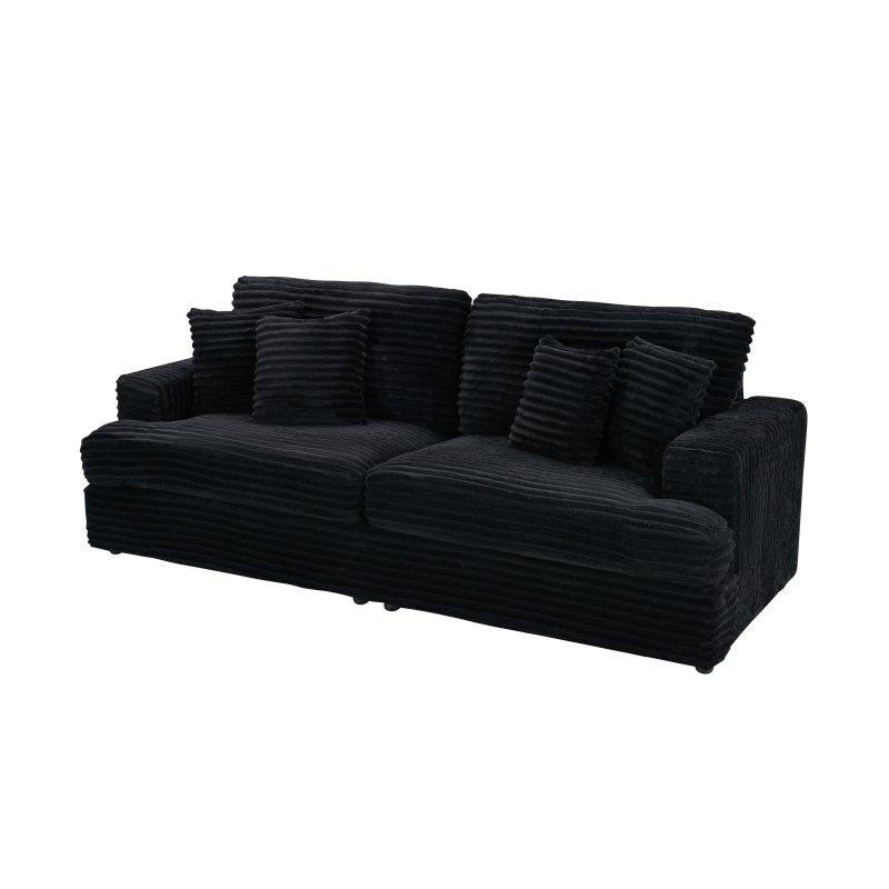 Kadife Kumaş 3 Kişilik Yastıklı Sırtlı Kare Kollu Bohem Koltuk - 226 cm - 287350