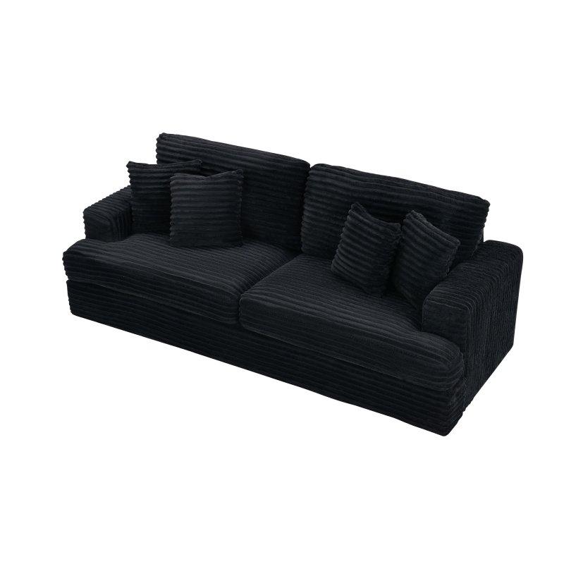 Kadife Kumaş 3 Kişilik Yastıklı Sırtlı Kare Kollu Bohem Koltuk - 226 cm - 287350