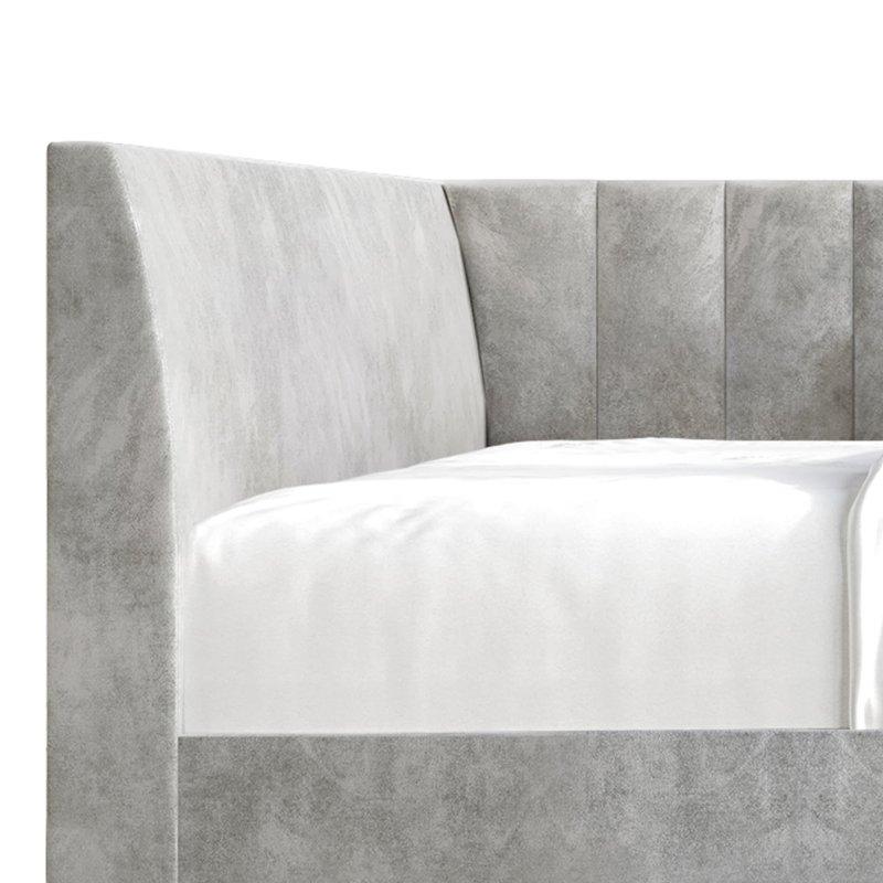 Kadife Kumaş Döşemeli Metal Ayaklı Dikey Dikişli Daybed Karyola - 211x110 cm - 330557
