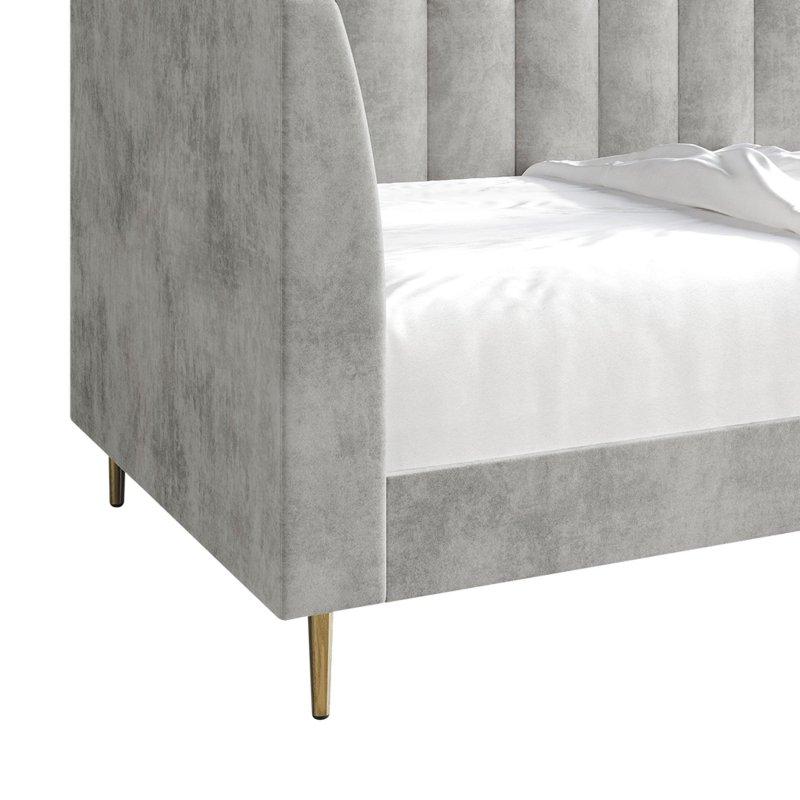 Kadife Kumaş Döşemeli Metal Ayaklı Dikey Dikişli Daybed Karyola - 211x110 cm - 330557