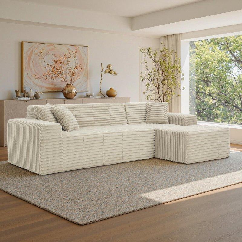 Kadife Kumaş Kurulum Gerektirmeyen Modüler Uzanmalı Köşe Koltuk - 311 cm - 257083