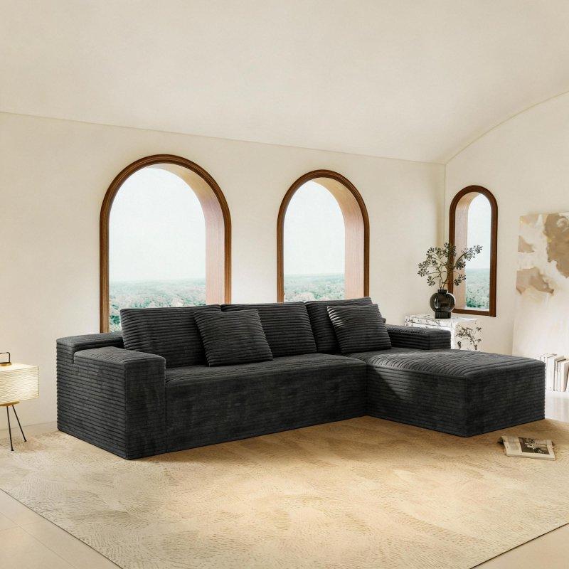 Kadife Kumaş Modüler 3 Kişilik Bohem Koltuk - 265x175 cm - 288655