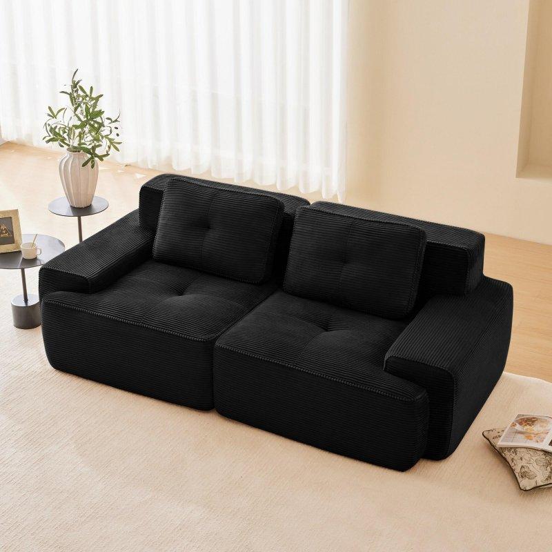 Kadife Kumaş Modüler Kavisli Kolçaklı İki Kişilik Bohem Koltuk - 104x104x84 cm - 288746